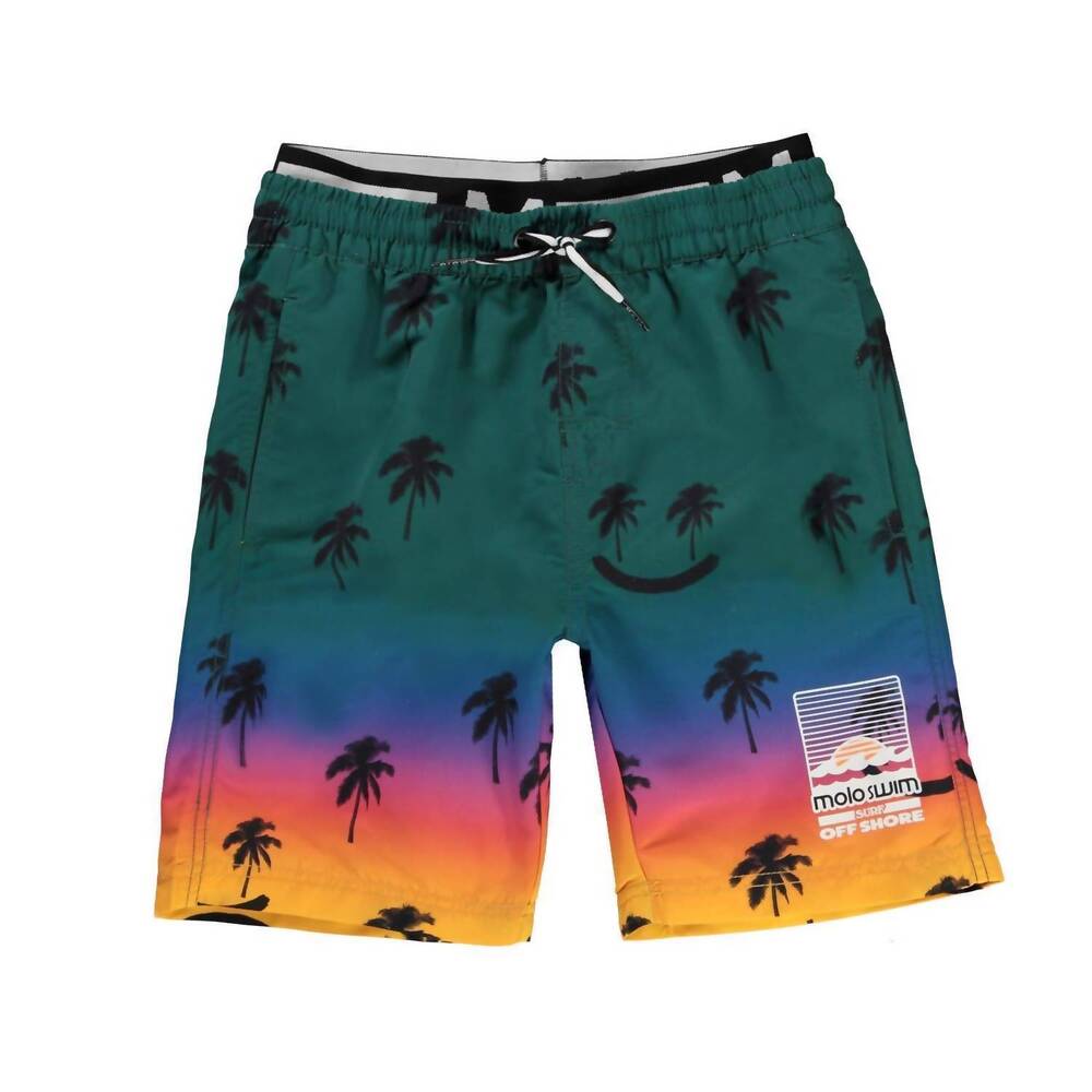 NEW MOLO boy's neal summer scrap board shorts in green